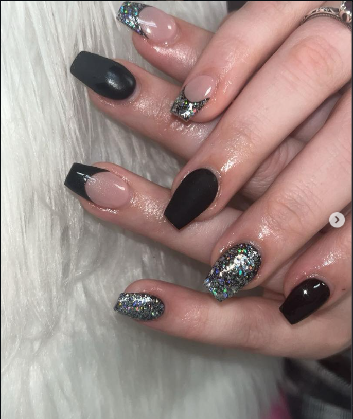 Black and Silver Nails